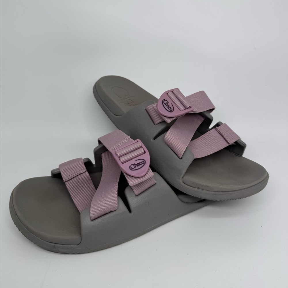 Chaco Women's Chillos Slide Slip On Sandals Gray +  Mauve Gorpcore Summer Size 8